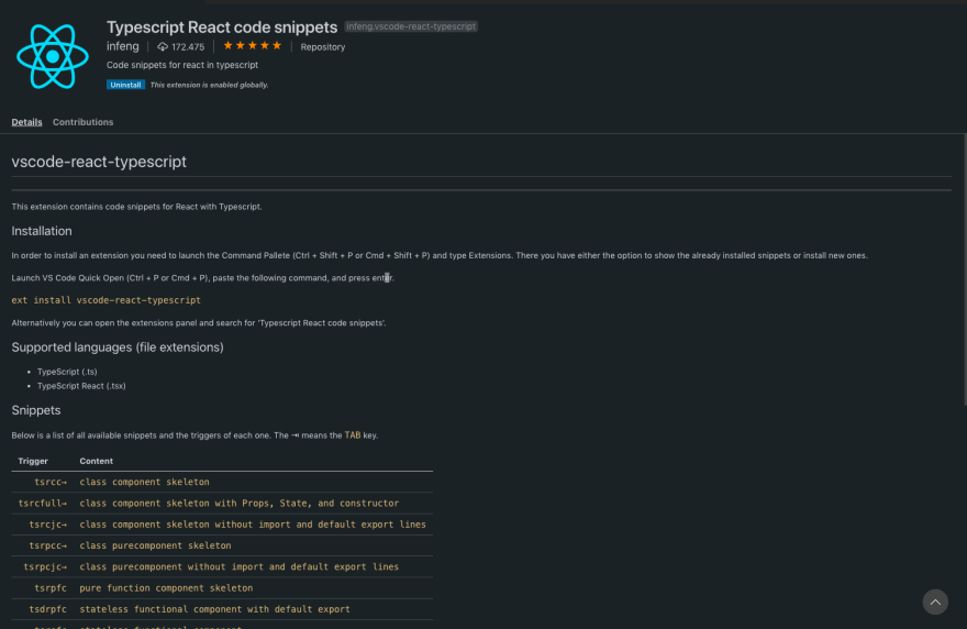 Typescript React 代码片段
