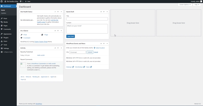 WordPress 仪表板