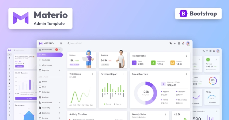 Materio Bootstrap HTML Adin 模板