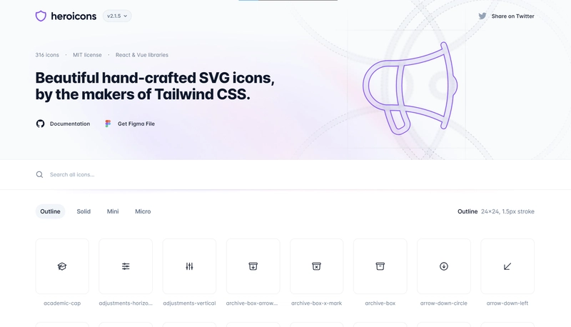 Heroicons - React 和 Vue 的图标