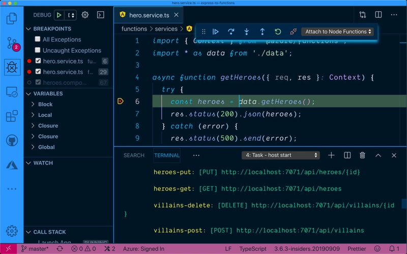 调试 Azure Functions