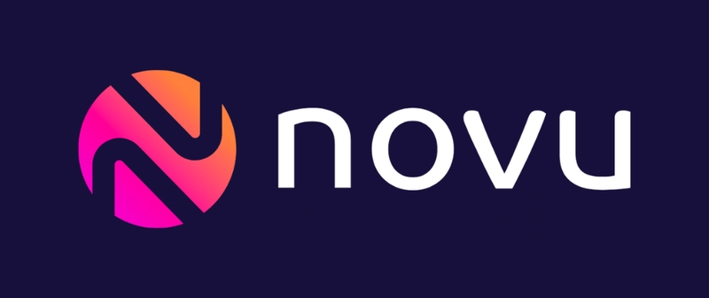 深紫色背景上的 Novu 徽标