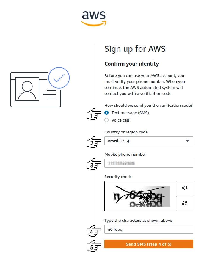 Amazon Cognito - 注册 AWS(第 4 步,共 5 步)