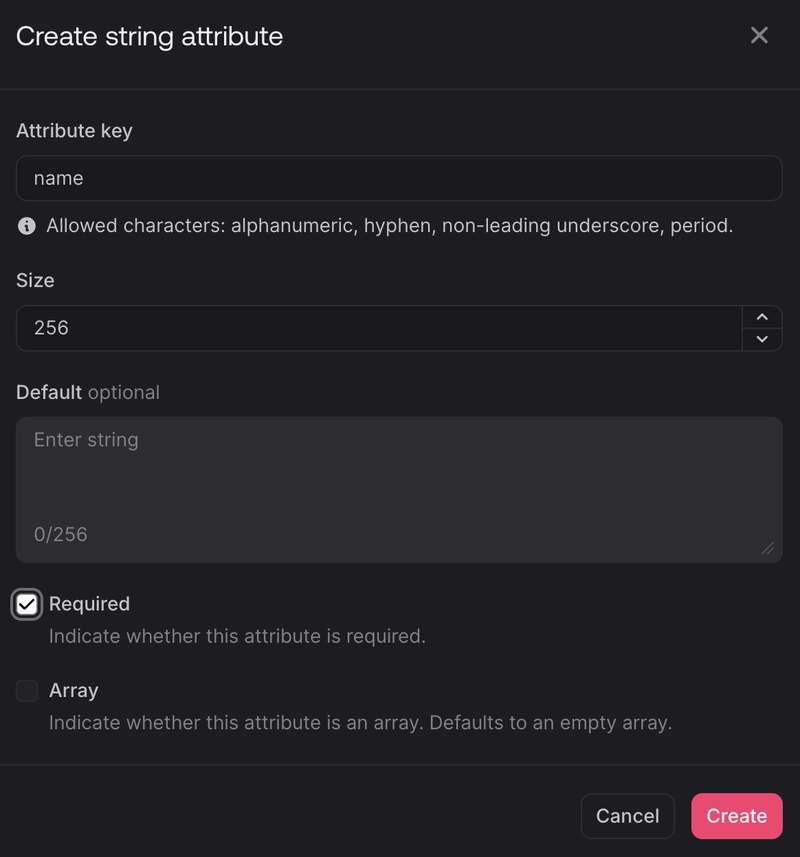 创建字符串属性（Appwrite）