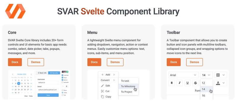 SVAR Svelte Core 网站截图