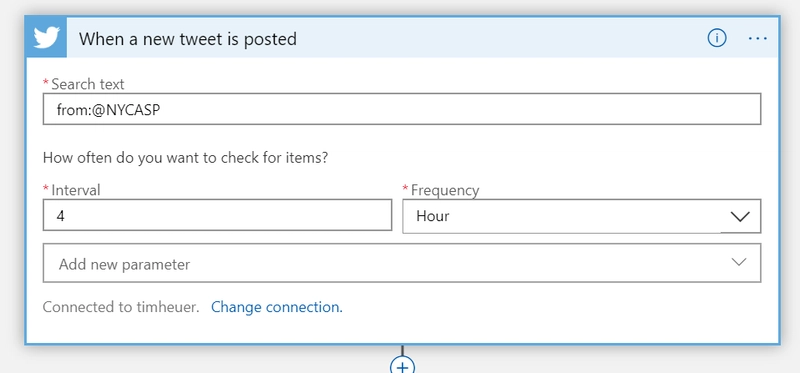 Twitter 连接器的屏幕截图