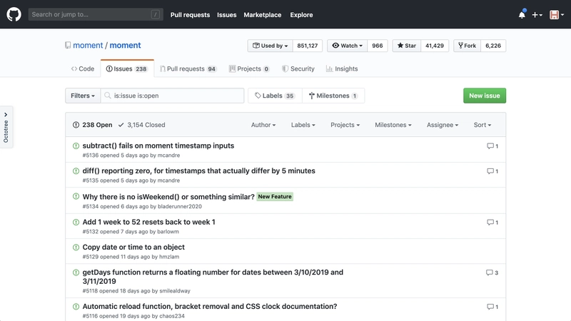 GitHub 上的 Moment 包