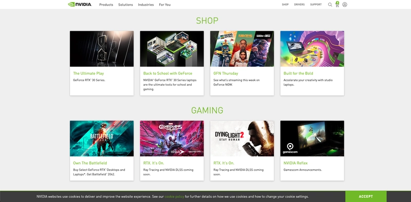 NVIDIA 网站部分