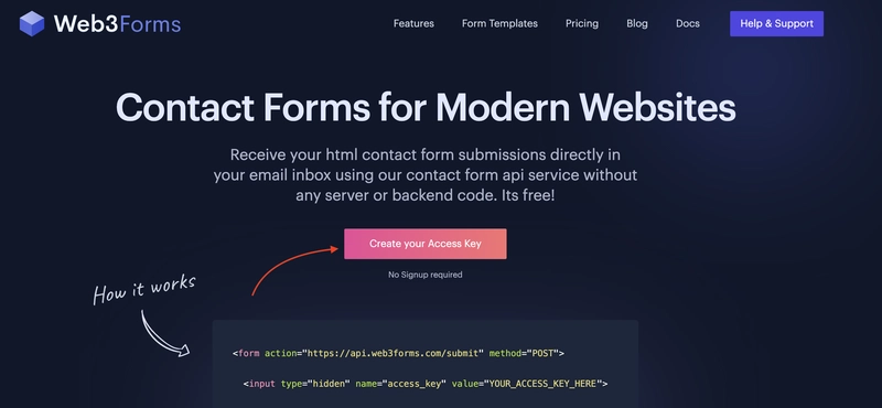Web3forms 创建访问密钥
