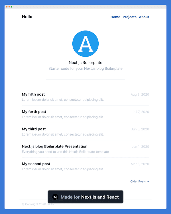 蓝色极简主义 Nextjs 主题高级版