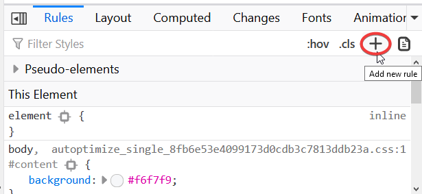 在 Firefox 浏览器中添加新规则的按钮
