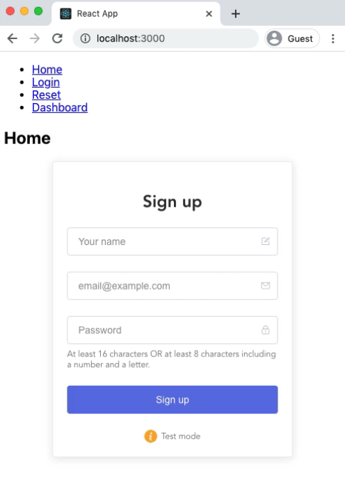 React 注册、登录、密码重置