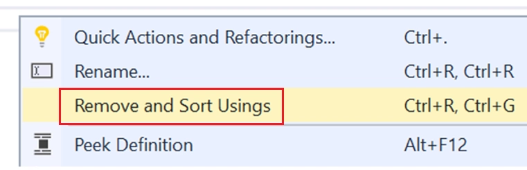 删除并排序使用上下文菜单选项。