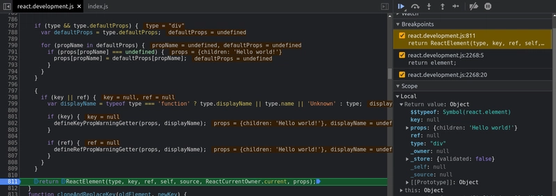 返回到 createElement 内部