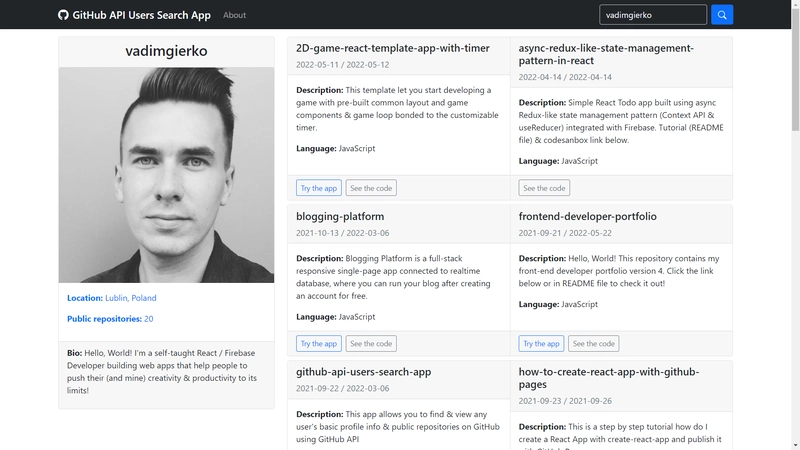 使用 GitHub API 的个人资料页面