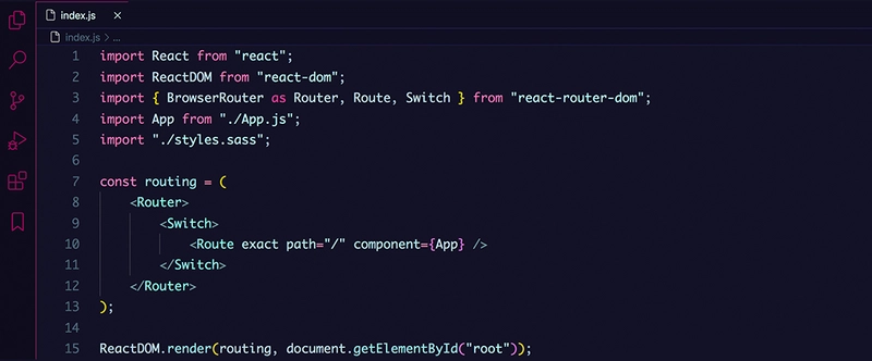 使用 Radical 主题的 React 代码片段