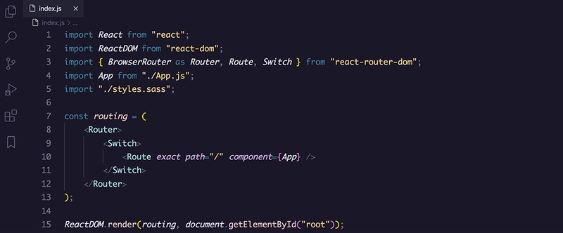 使用 Rosé Pine 主题的 React 代码片段