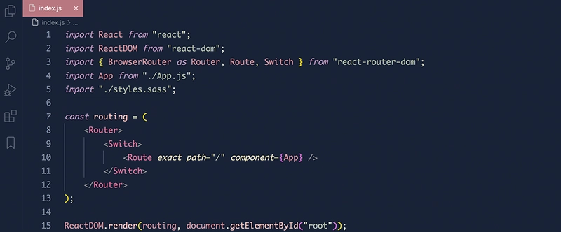 使用 Rouge 主题的 React 代码片段