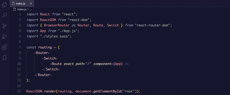 使用 Rouge 2 主题的 React 代码片段