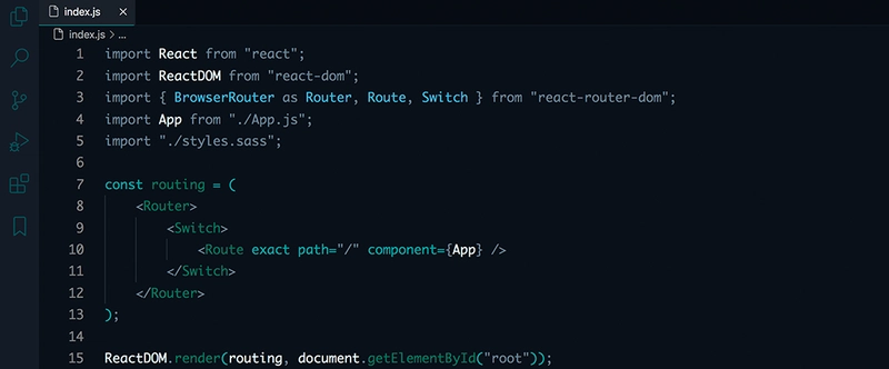 使用 Sea Green 主题的 React 代码片段