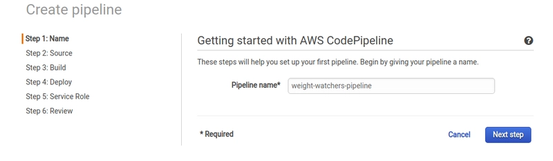 CodePipeline 名称