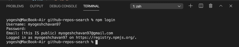 npm login 的输出