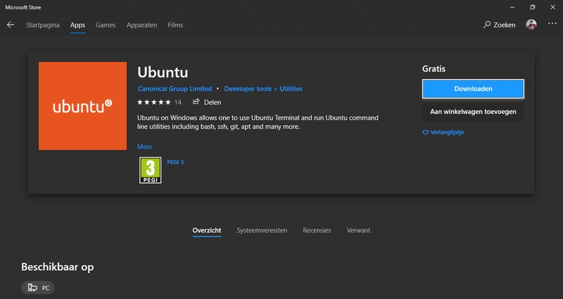 微软商店中的 Ubuntu
