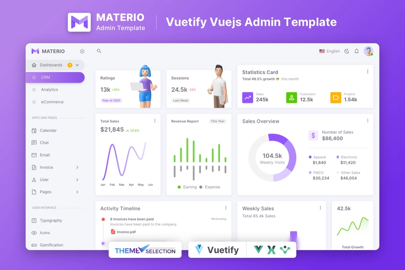 Materio Vuetify VueJS 管理模板