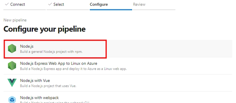 选择nodejs