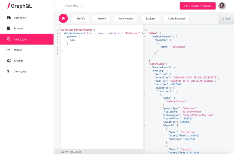 通过 API Explorer 删除所有 Bulbasaur Pokémon