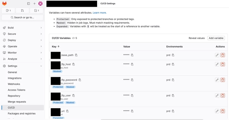 GitLab 变量