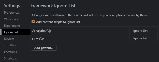 Chrome 忽略列表