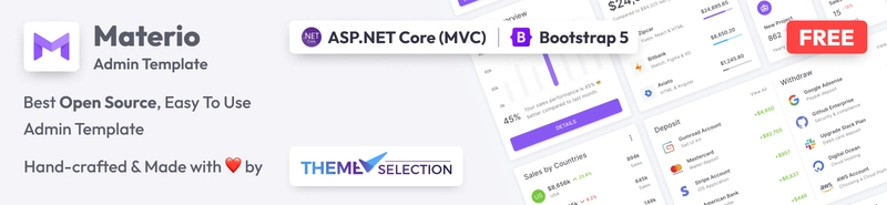 Materio 免费 Asp NET Core MVC 管理模板