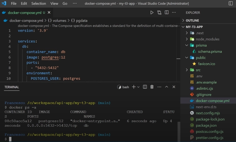 Typescript CRUD API:Next.js、TypeScript、Tailwind、tRPC、Prisma Postgres、Docker