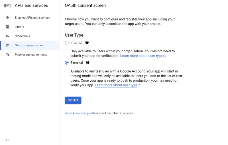 OAuth 同意屏幕