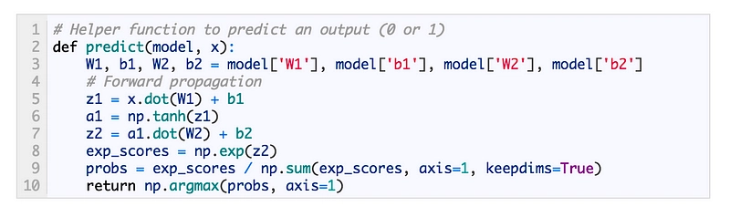 来自 [WildML 教程](http://www.wildml.com/2015/09/implementing-a-neural-network-from-scratch/) 的屏幕截图。