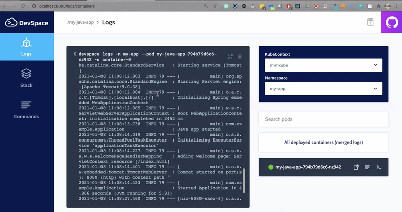 DevSpace 用户界面