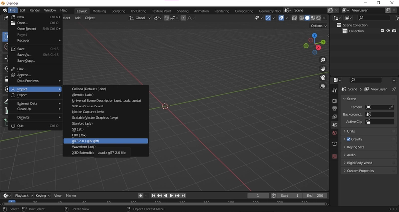 blender导入glb文件