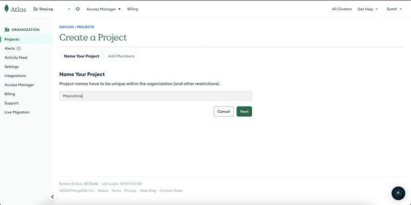 在 MongoDB 上创建项目