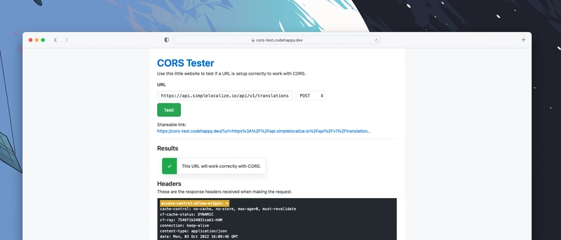 免费开源的基于 Web 的 CORS 测试器
