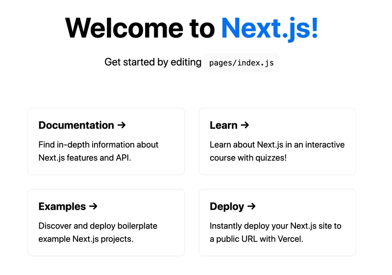 运行于 http://localhost:3000 的 Next.js 本地开发站点
