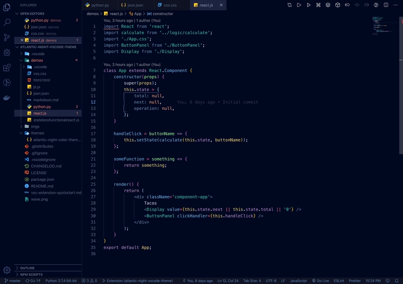 大西洋之夜 VS Code 主题
