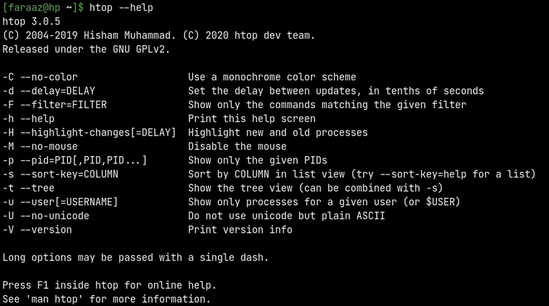htop 工具的 CLI