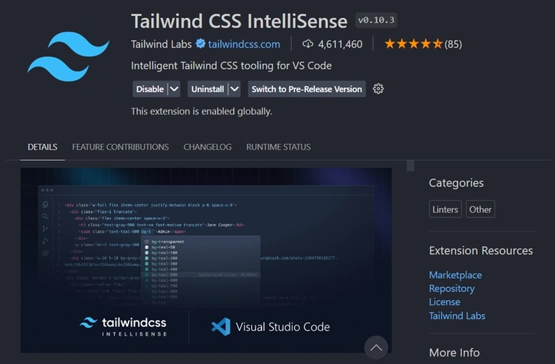 Tailwind CSS IntelliSense 扩展