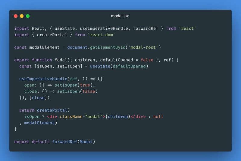 React 模态框打开