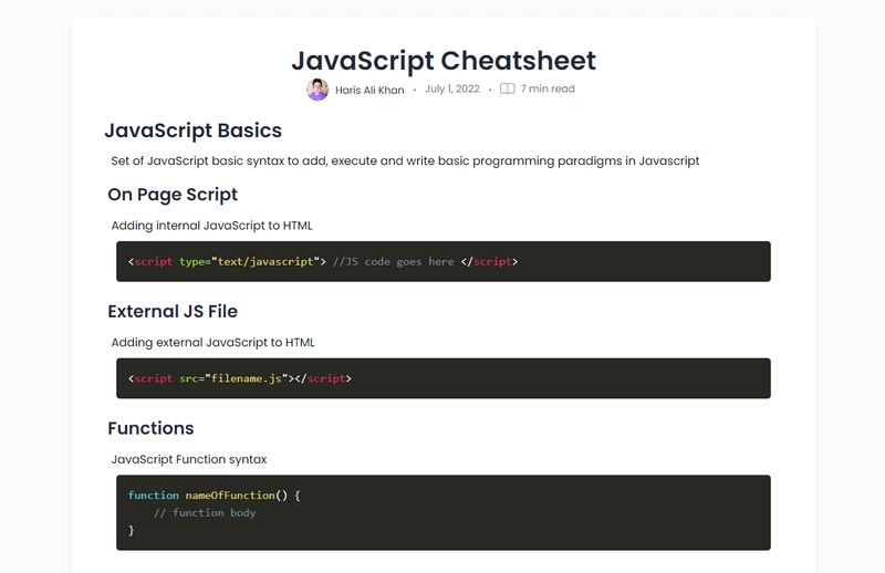 Codewith Harry 编写的 JavaScript 速查表