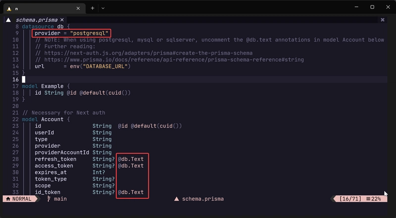 prisma/schema.prisma 中的变化