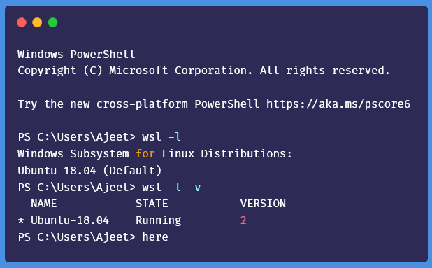 7运行 WSL 2 的 Ubuntu 发行版