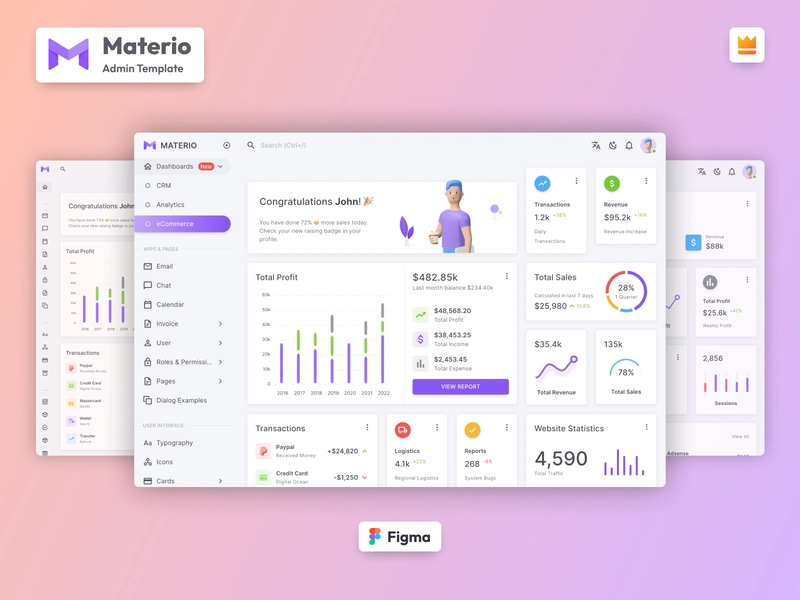 Materio – Figma 管理仪表板构建器和 UI 套件