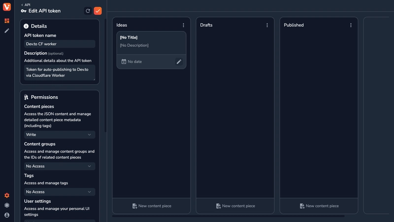 在 Vrite 中创建新的 API 令牌